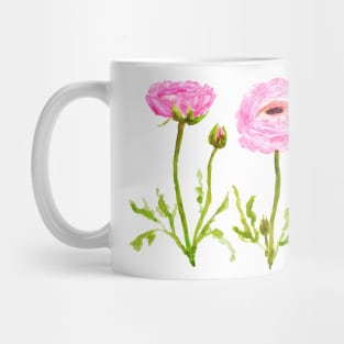 2 pink  ranunculus flowers Mug